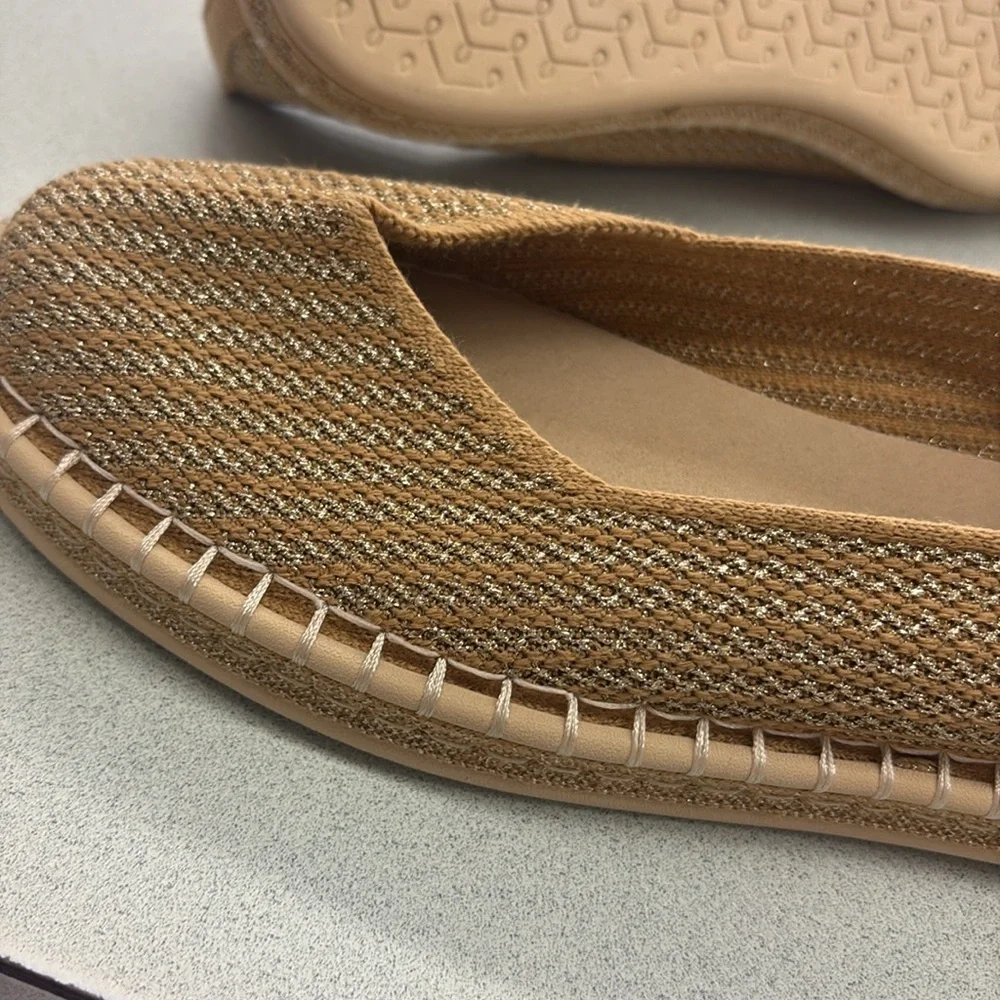 Rothy’s The Espadrille, Gold/Diamond Metallic, Size 8.5, NWOT